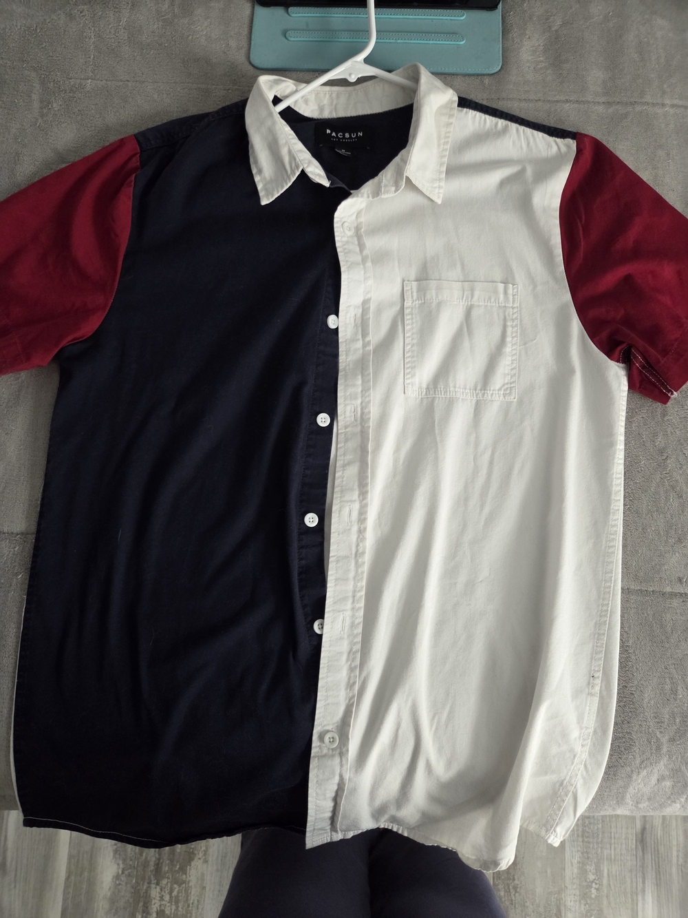 PacSun Men’s Colorblock Button-Down Shirt in Black, White & Red